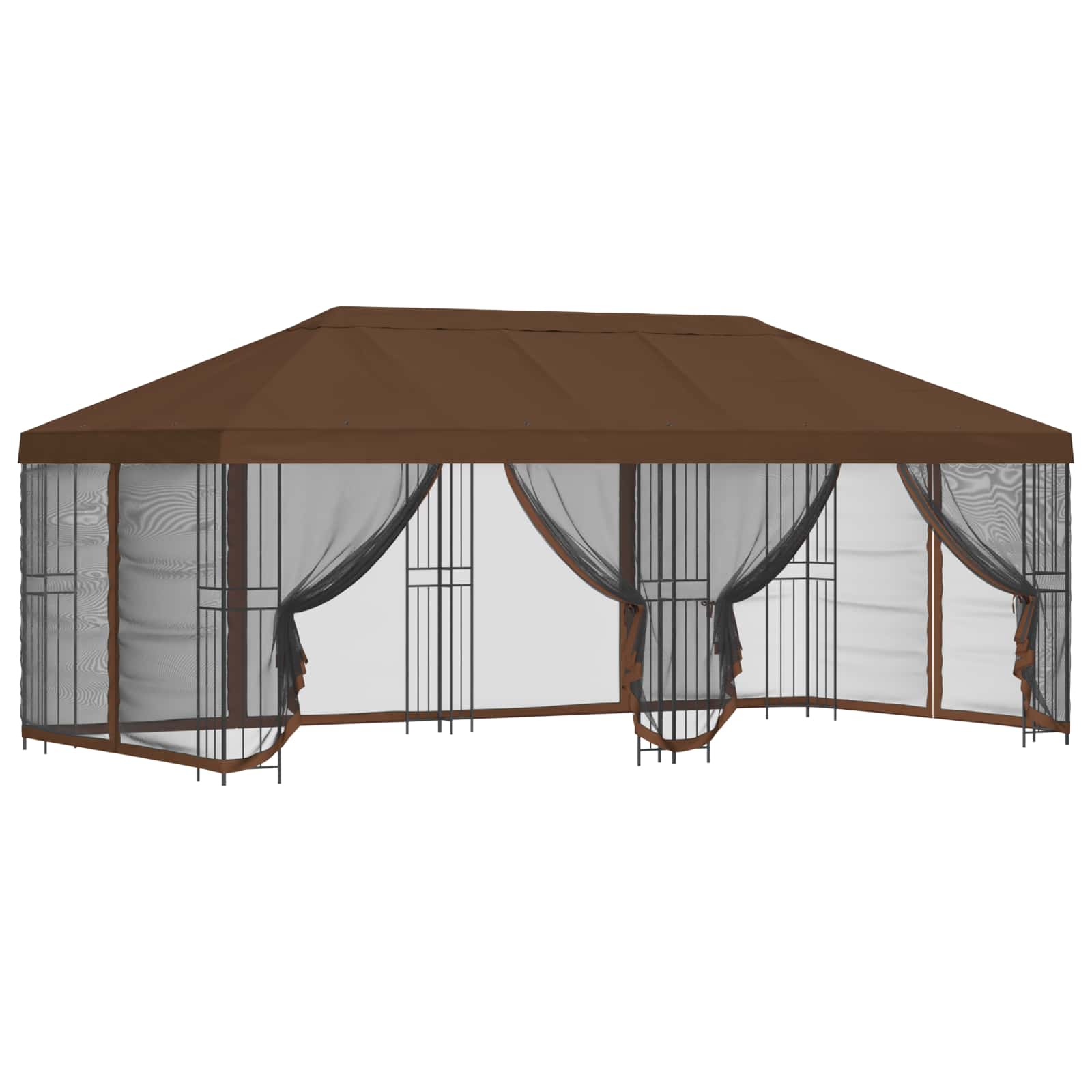 Paviljon s bočnim stranama 6 x 3 m Smeđa Poliester i čelik 190