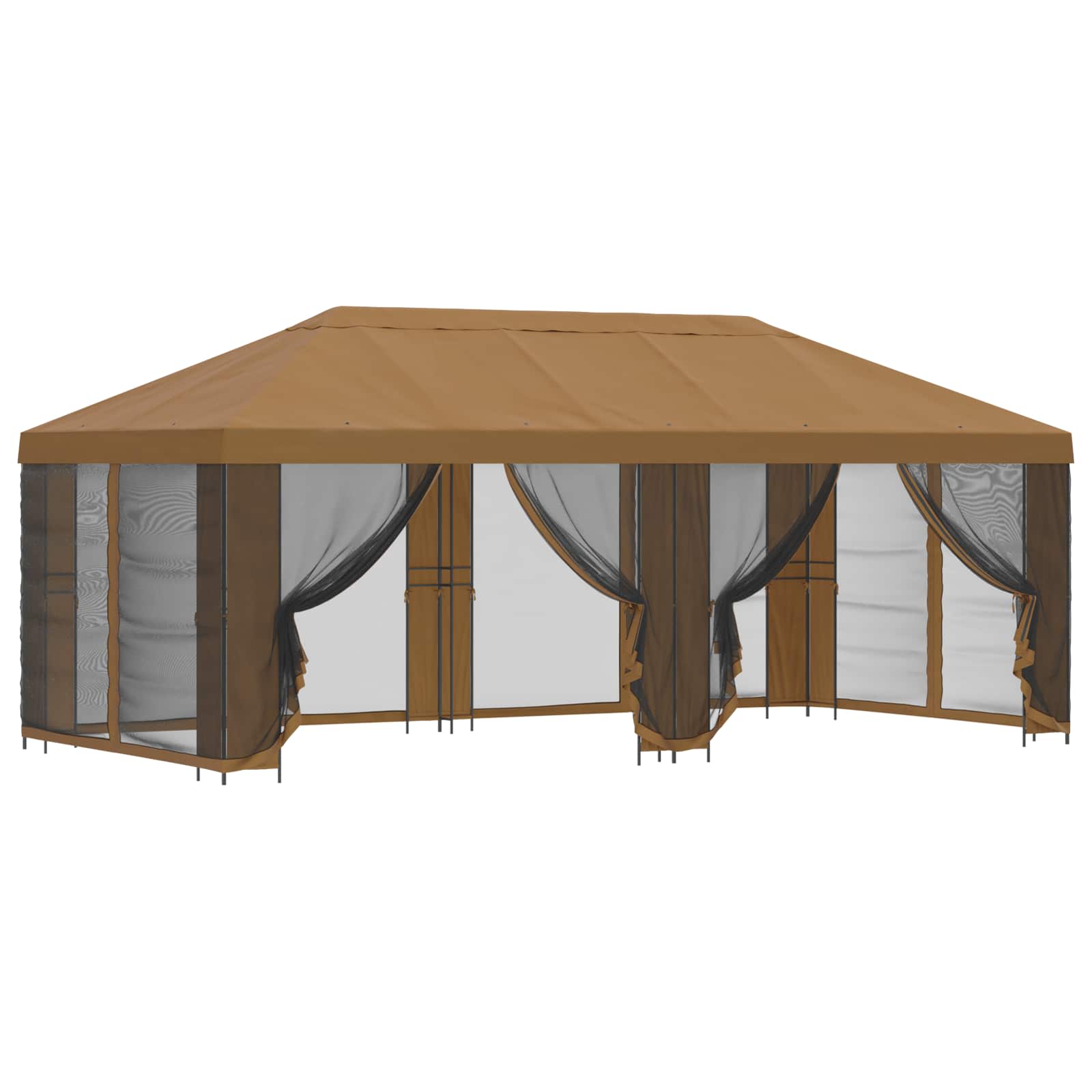 Paviljon s bočnim stranama 6 x 3 m Bež Poliester i čelik 190