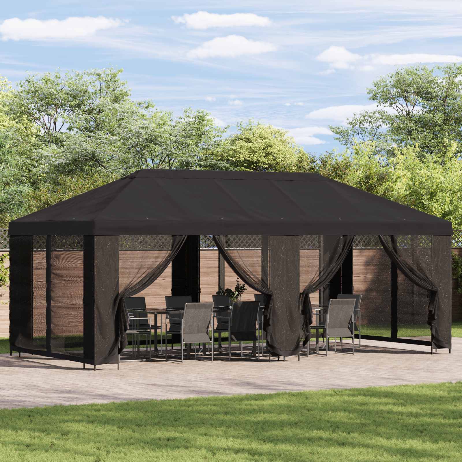 Paviljon s bočnim stranama 6 x 3 m Antracit Poliester i čelik