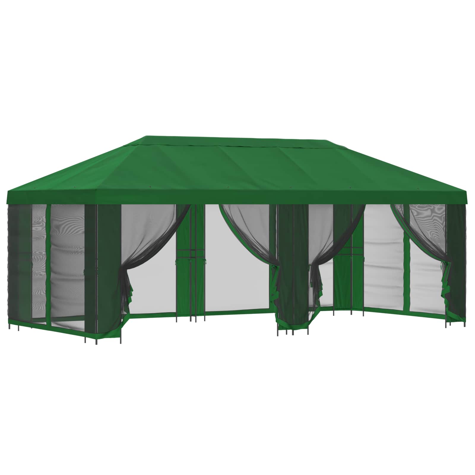 Paviljon s bočnim stranama 6 x 3 m Zelena Poliester i čelik 190
