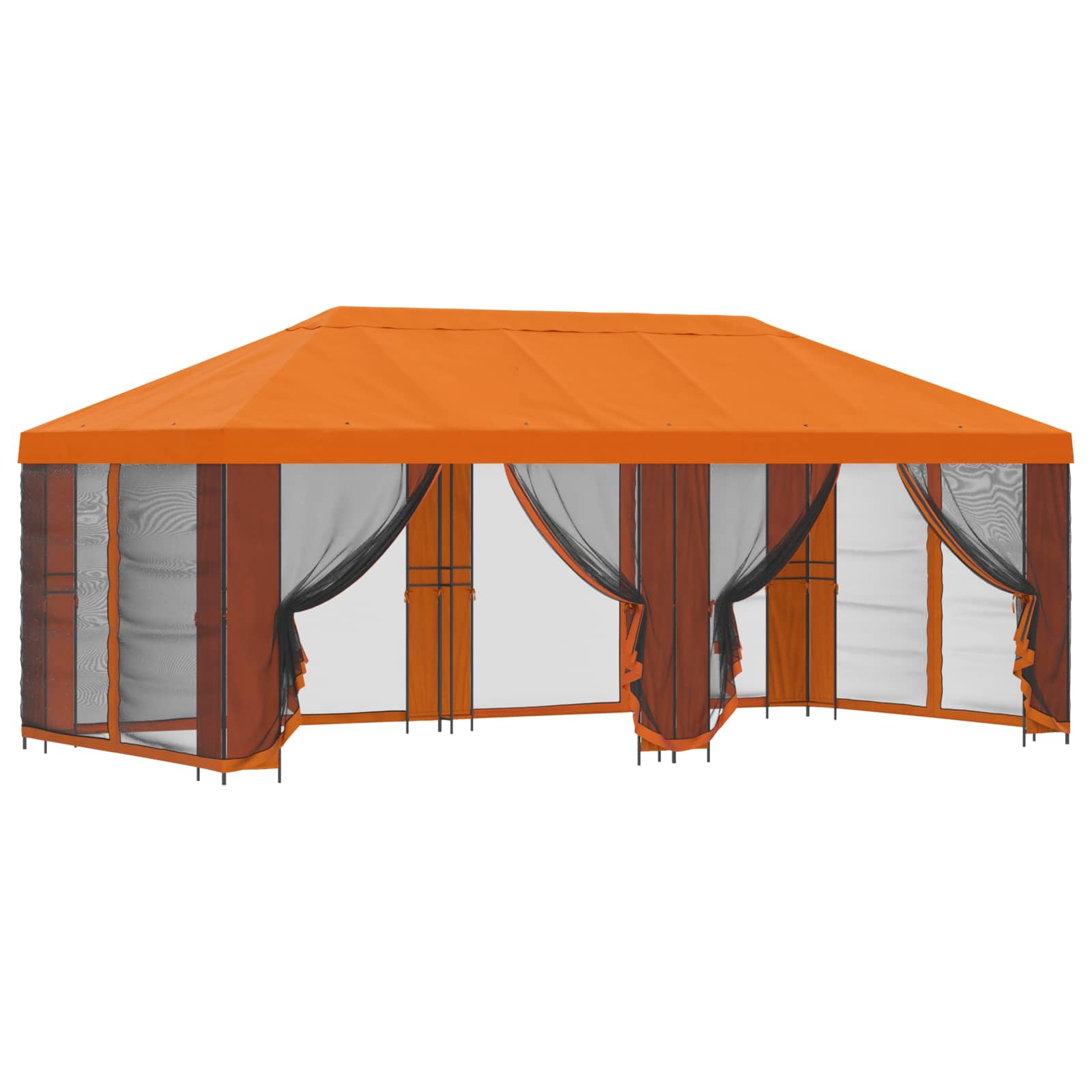 Paviljon s bočnim stranama 6 x 3 m Narančasta Poliester i čelik