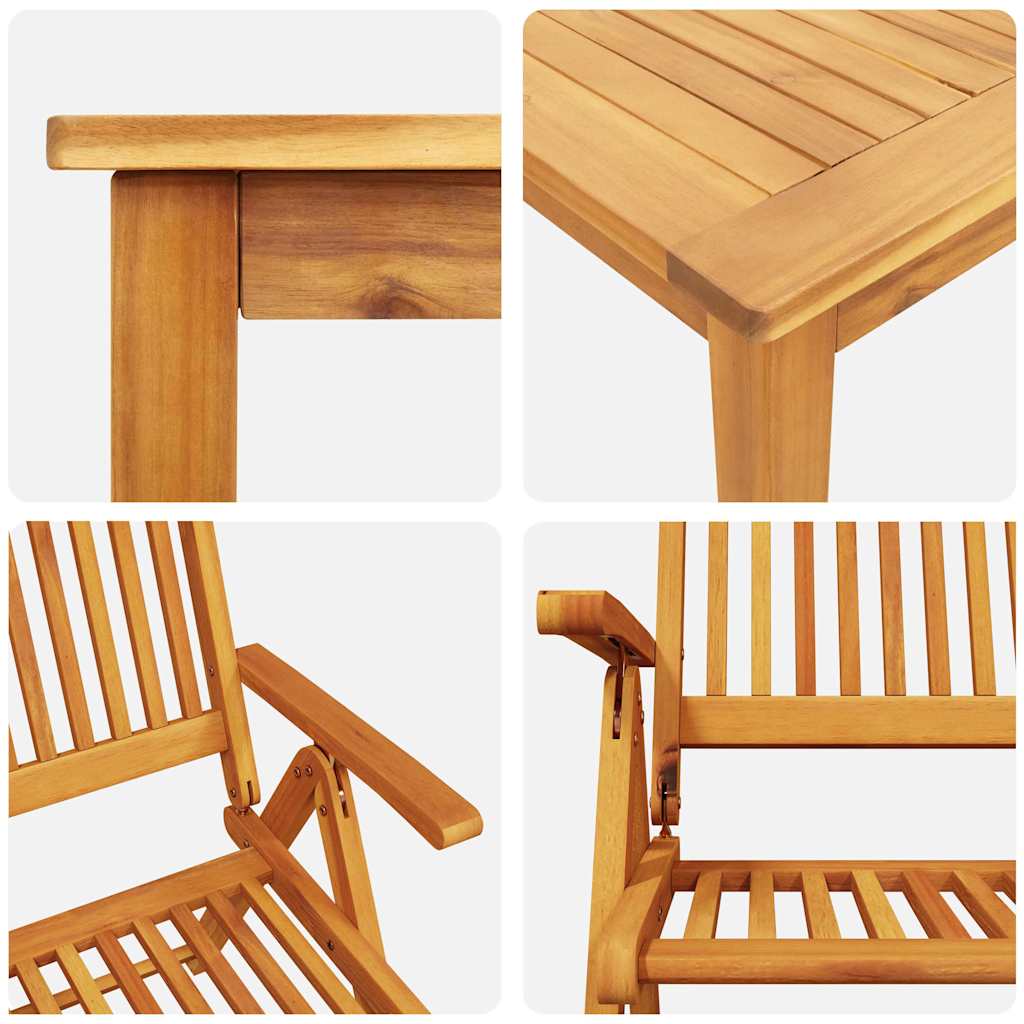 Vrtni set za objed Sklopivi 5 pcs Smeđa Čvrsto drvo akacije