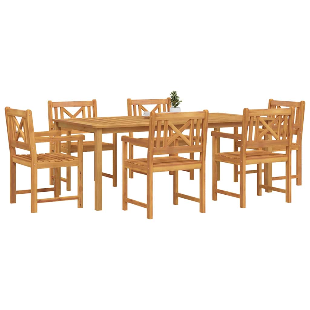Vrtni set za objed 7 pcs Smeđa Čvrsto drvo akacije