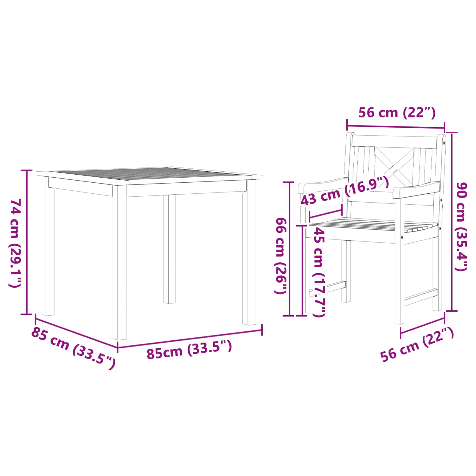 Vrtni set za objed 5 pcs Smeđa Čvrsto drvo akacije