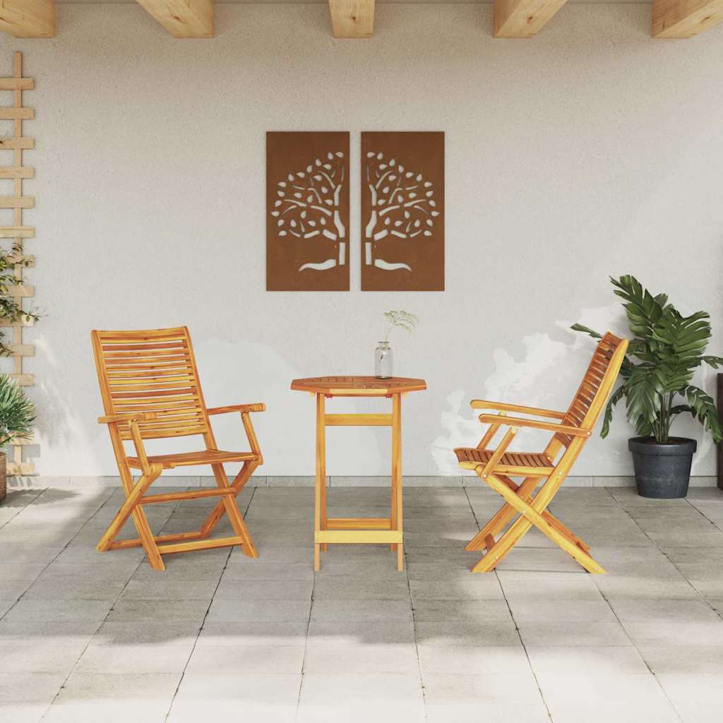 Sklopivi bistro set 3 pcs Smeđa Čvrsto drvo akacije