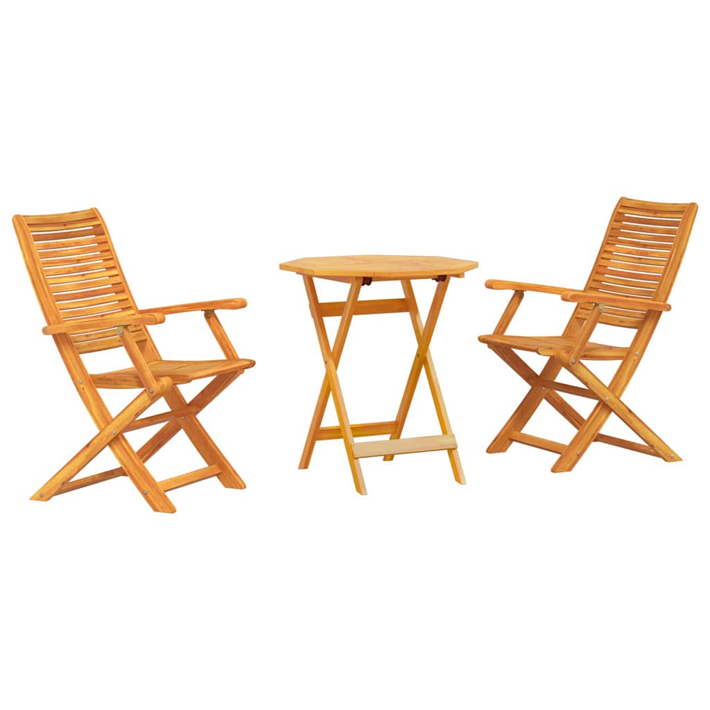Sklopivi bistro set 3 pcs Smeđa Čvrsto drvo akacije