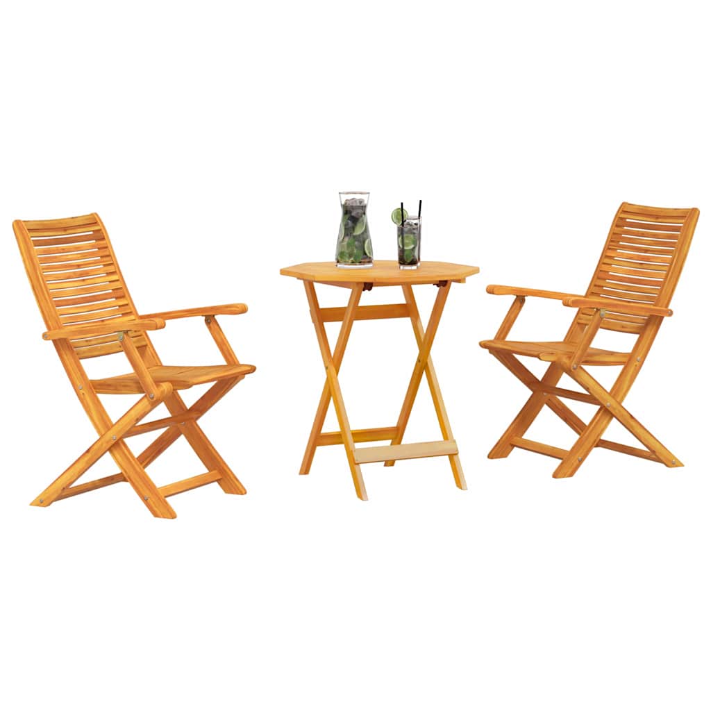 Sklopivi bistro set 3 pcs Smeđa Čvrsto drvo akacije
