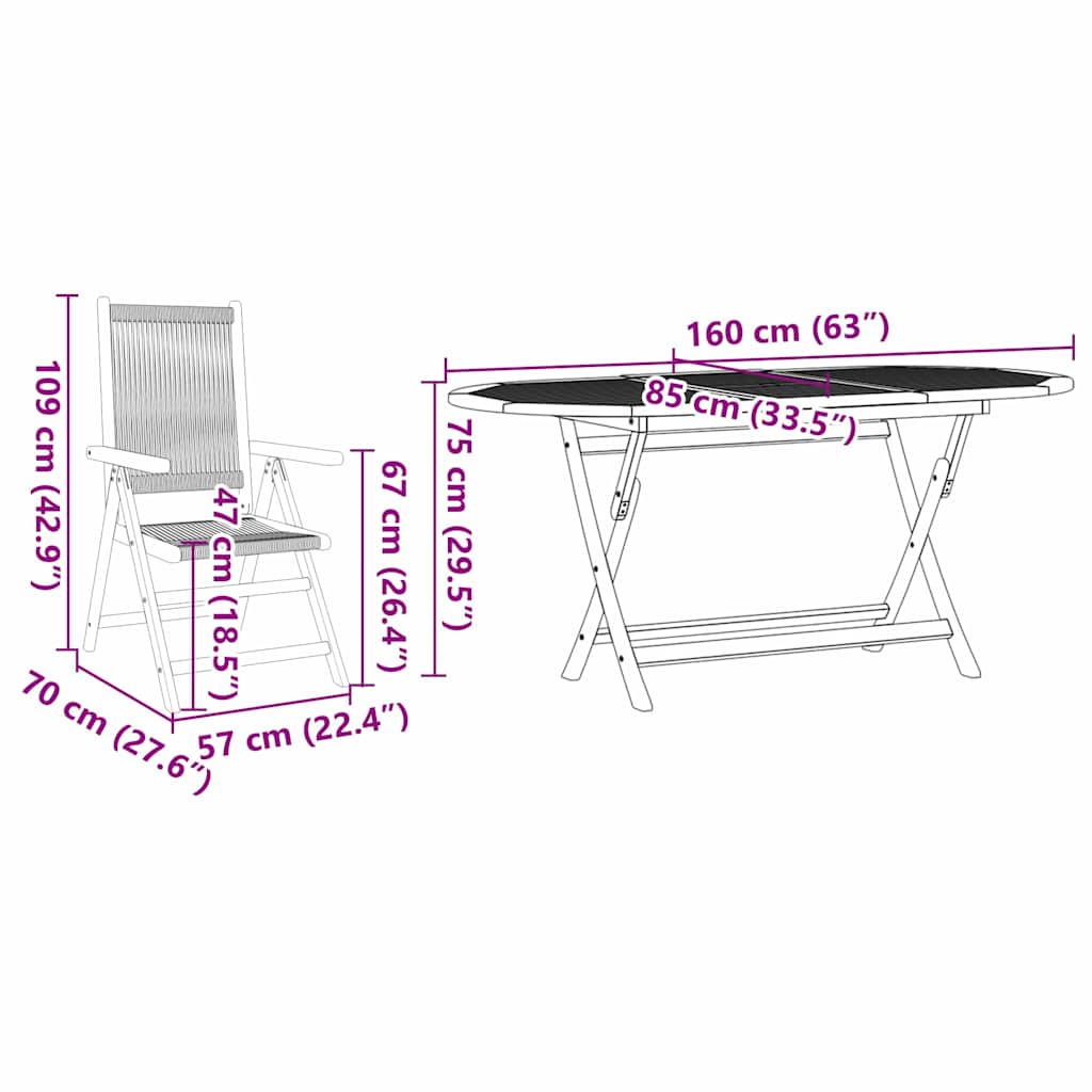 Vrtni set za objed 7 pcs Siva Čvrsto drvo akacije