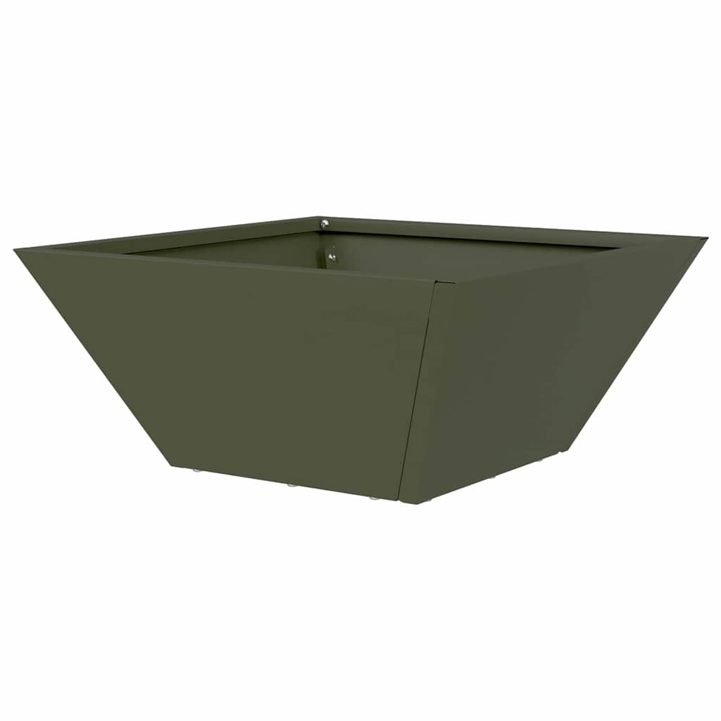 Vrtna saksija Maslinasto zelena 35 x 35 x 15 cm Čelična vrata
