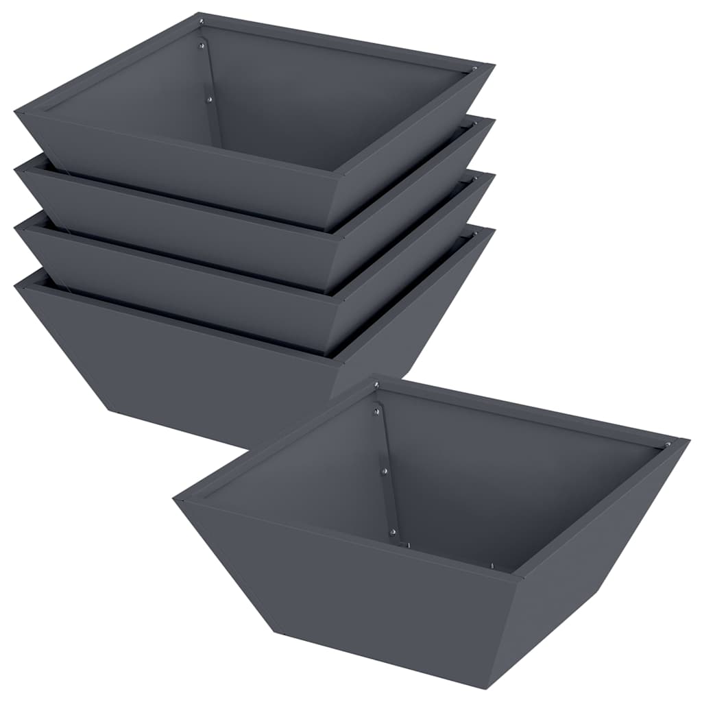 Vrtna saksija 5 pcs Antracit 40 x 40 x 15 cm Čelična vrata