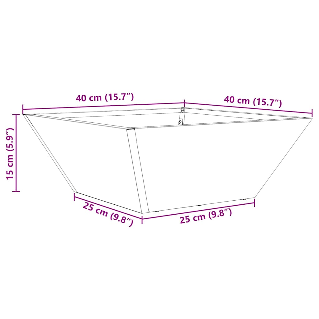 Vrtna saksija 5 pcs Antracit 40 x 40 x 15 cm Čelična vrata