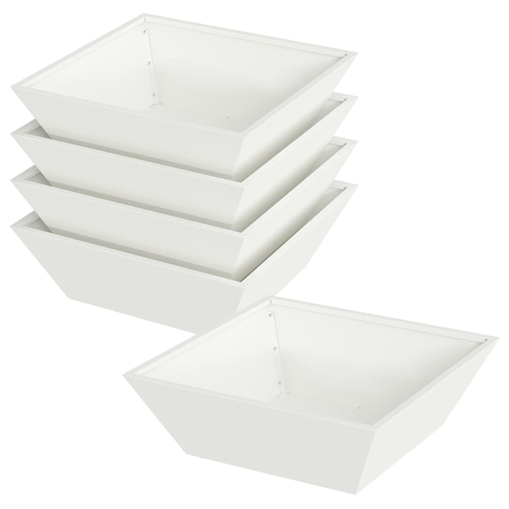 Vrtna saksija 5 pcs Bijelo 50 x 50 x 15 cm Čelična vrata