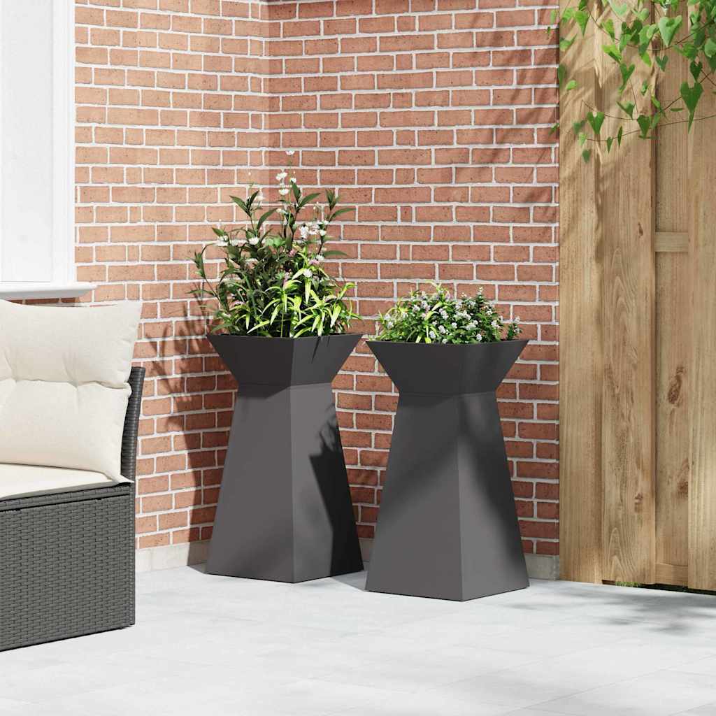 Stup saksija 2 pcs Crna 35 x 35 x 73 cm