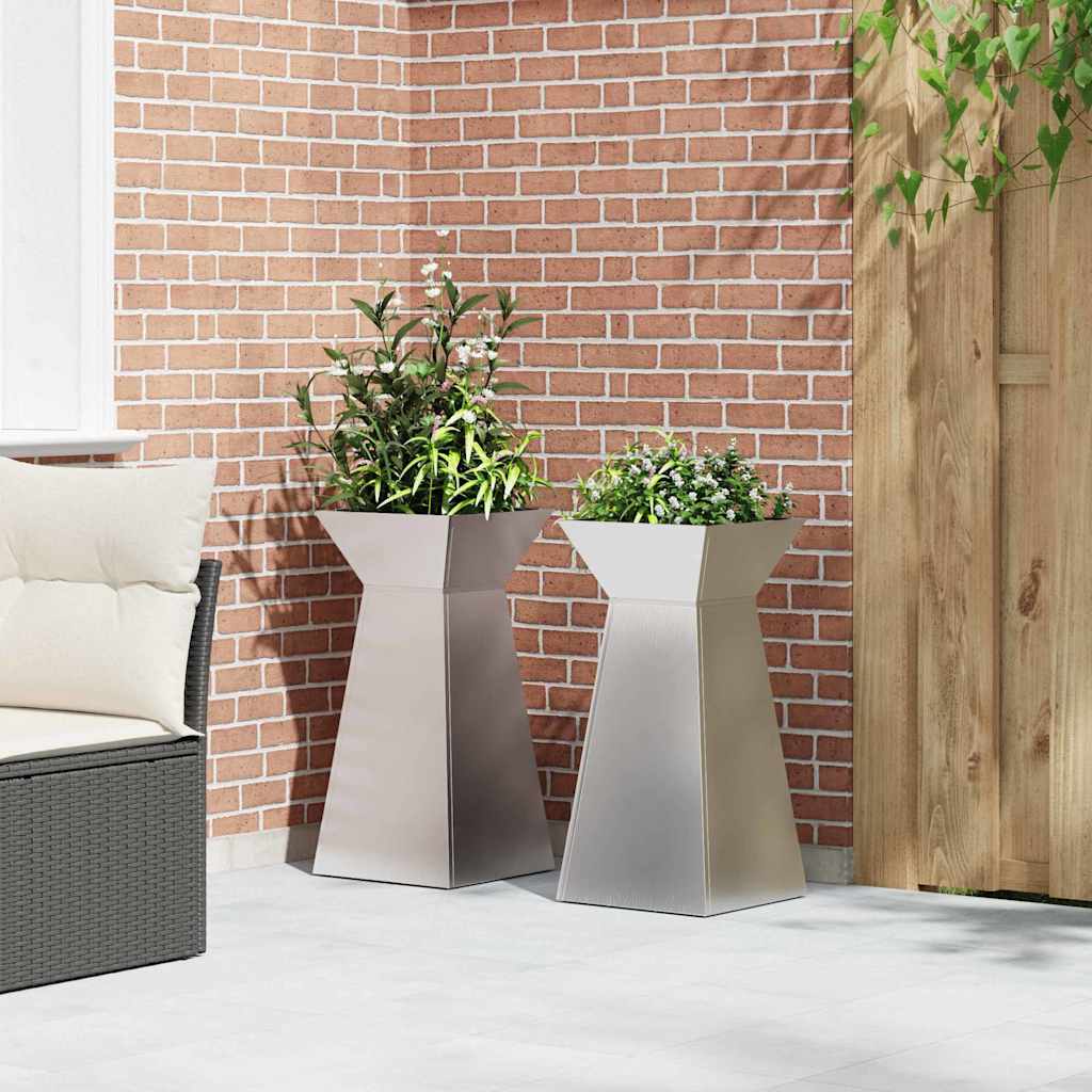 Stup saksija 2 pcs Srebrno 35 x 35 x 73 cm