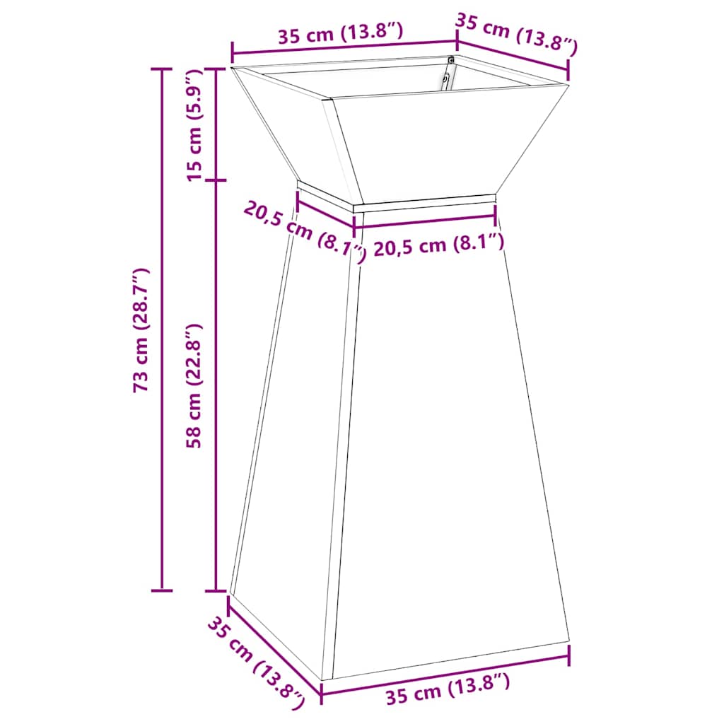Stup saksija 2 pcs Srebrno 35 x 35 x 73 cm