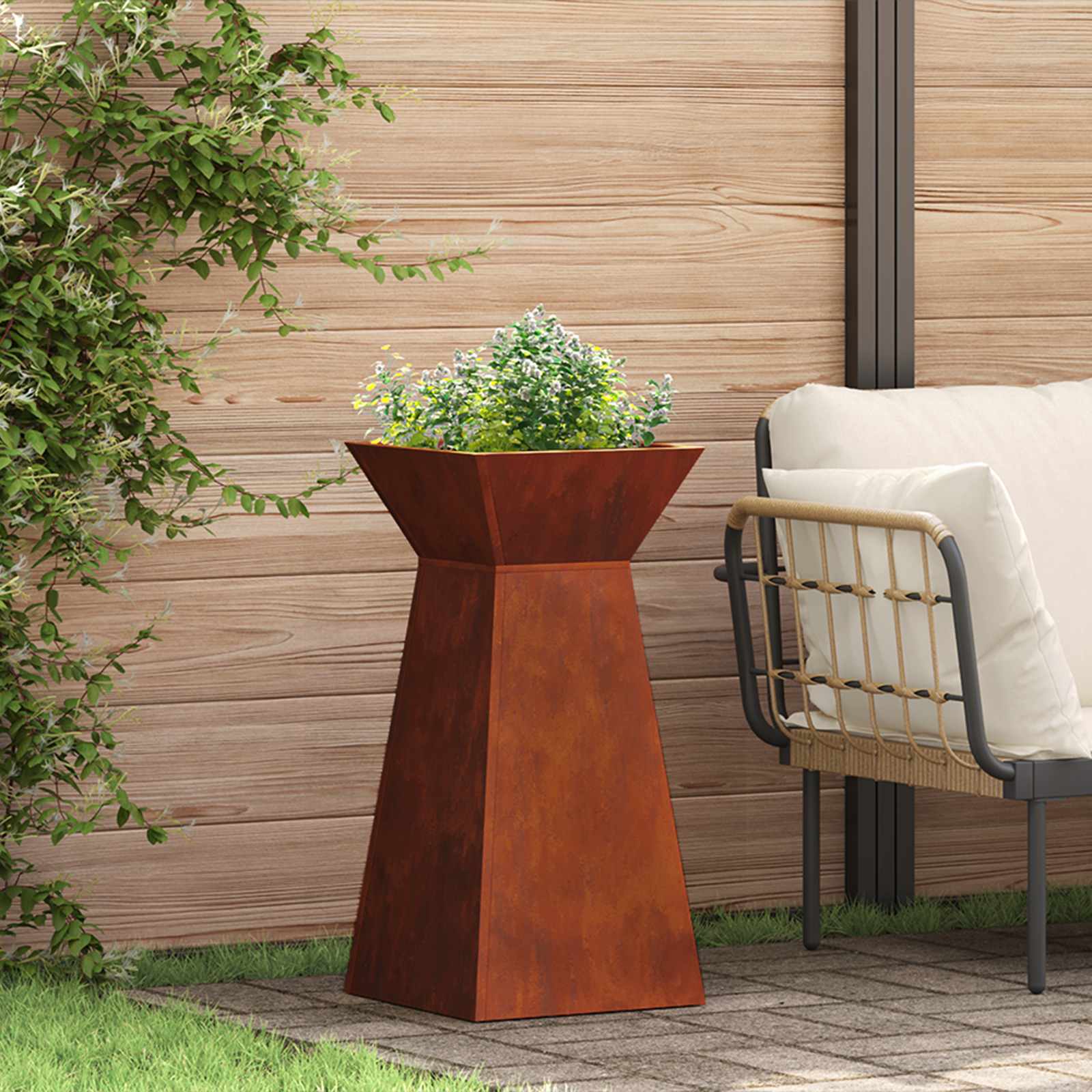 Stup saksija 2 pcs Srebrno 35 x 35 x 73 cm