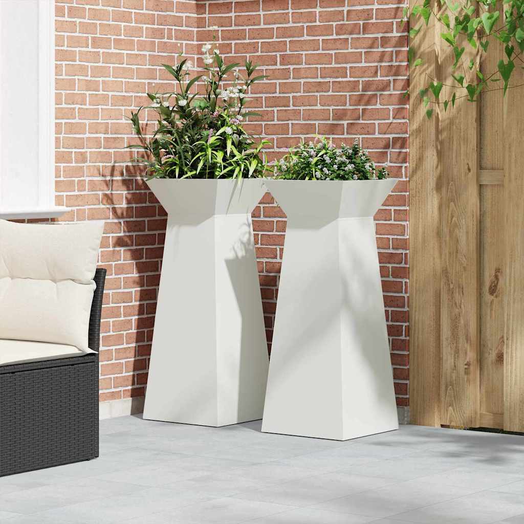 Stup saksija 2 pcs Bijelo 40 x 40 x 100 cm