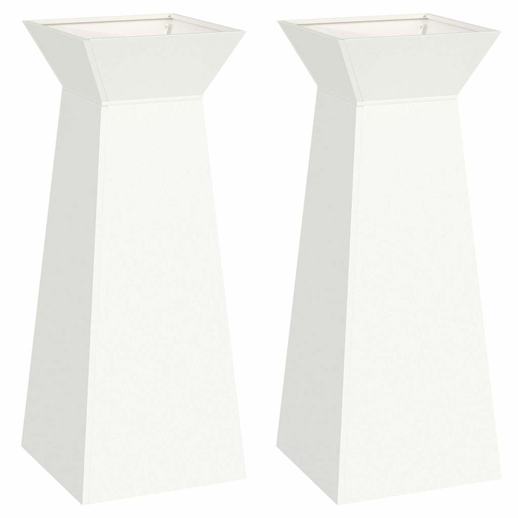 Stup saksija 2 pcs Bijelo 40 x 40 x 100 cm