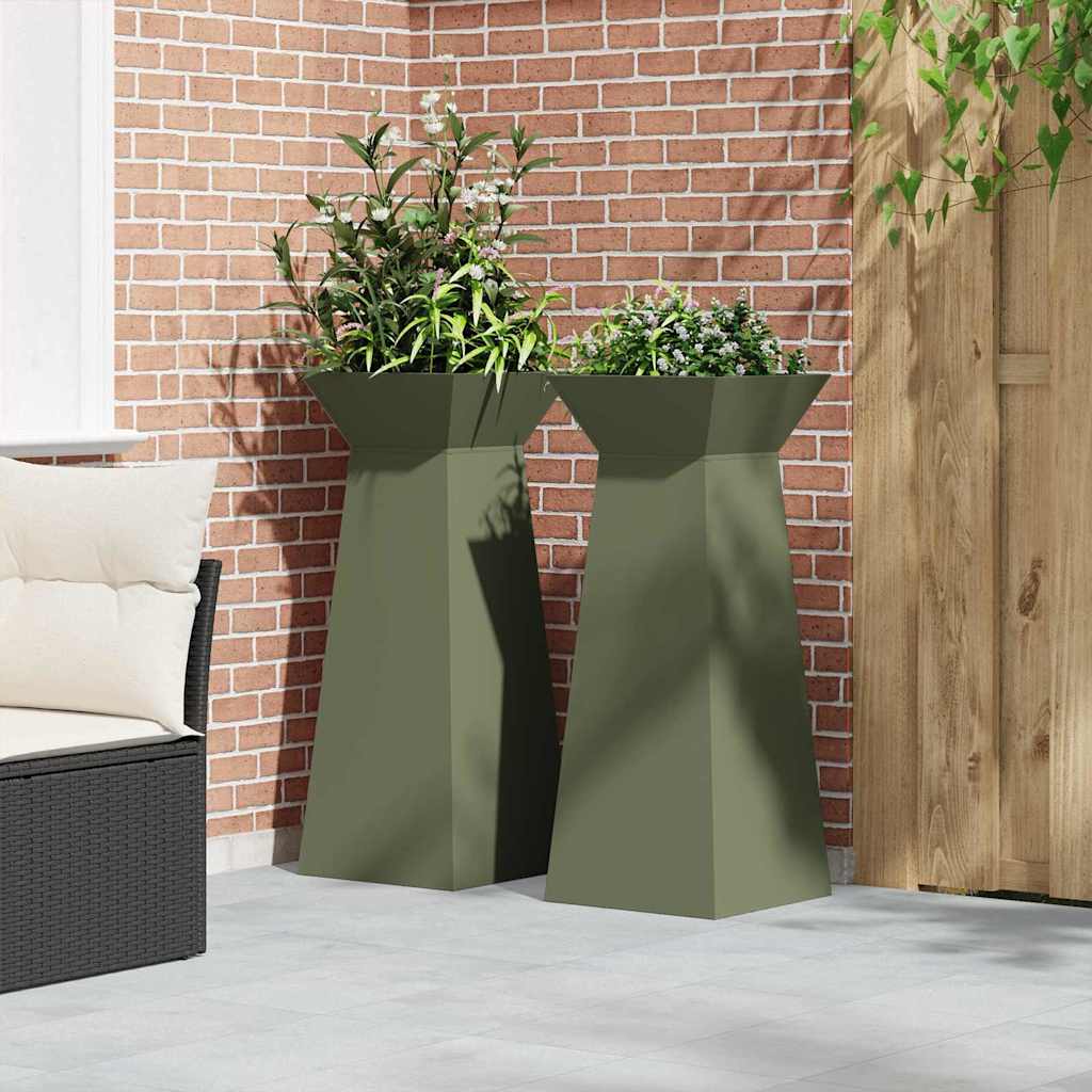 Stup saksija 2 pcs Maslinasta 40 x 40 x 100 cm