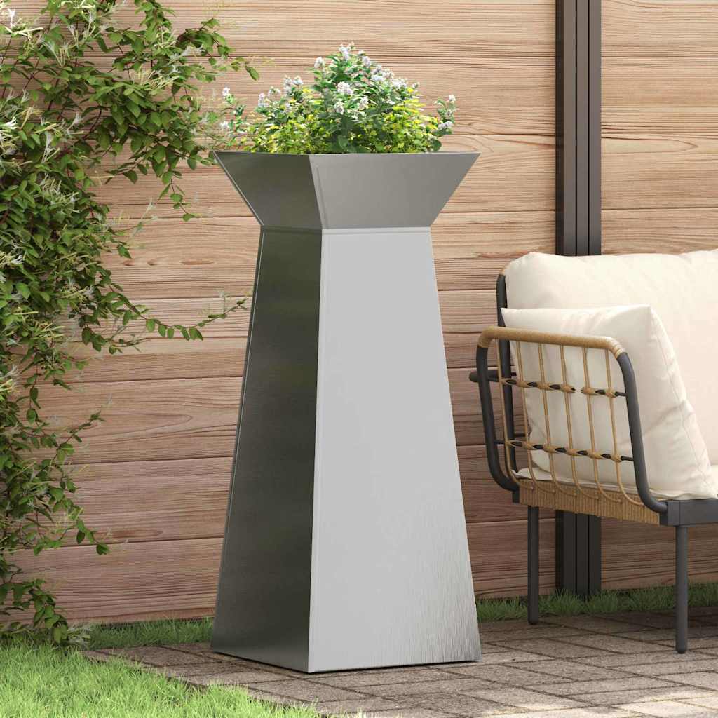 Stup saksija 2 pcs Srebrno 40 x 40 x 100 cm