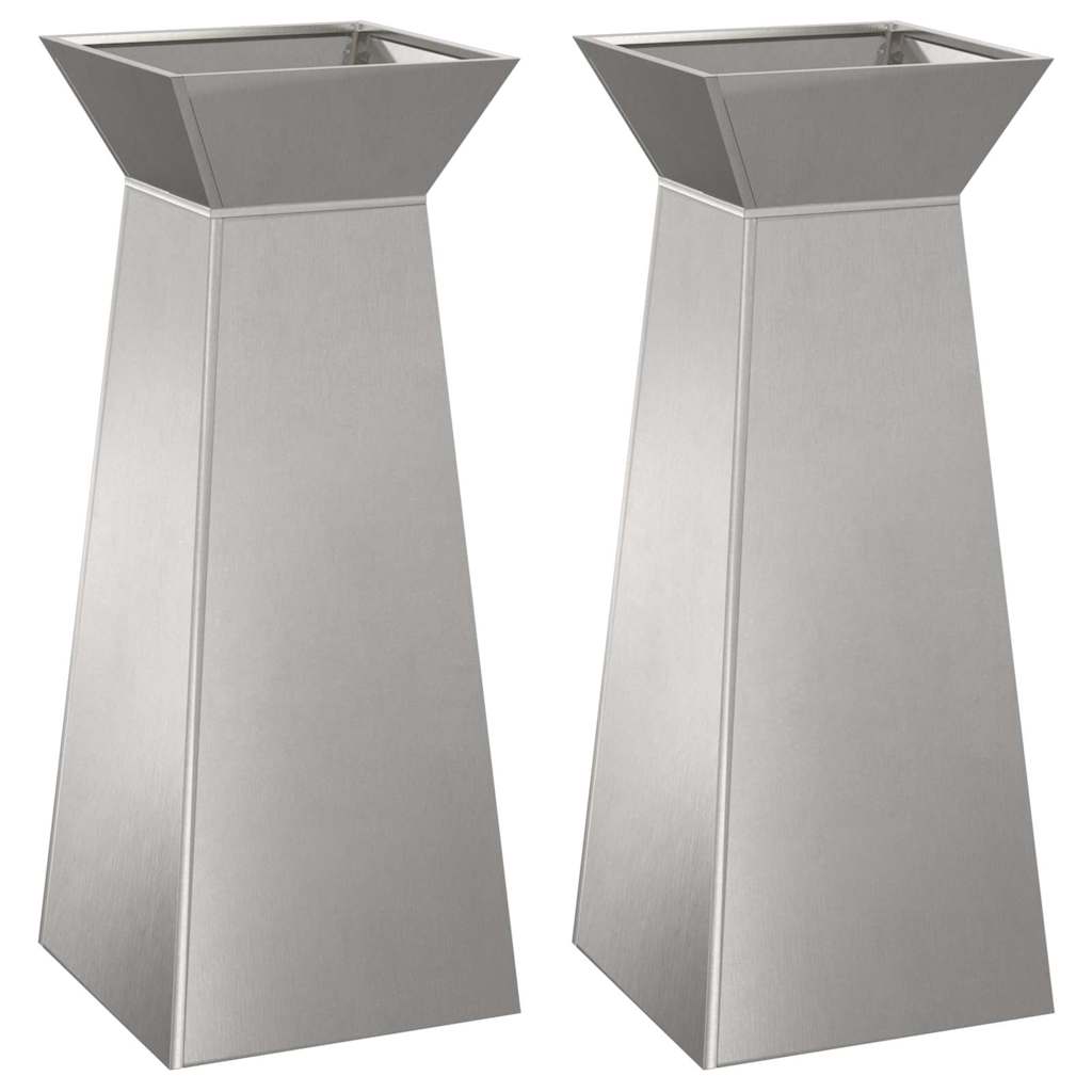 Stup saksija 2 pcs Srebrno 40 x 40 x 100 cm