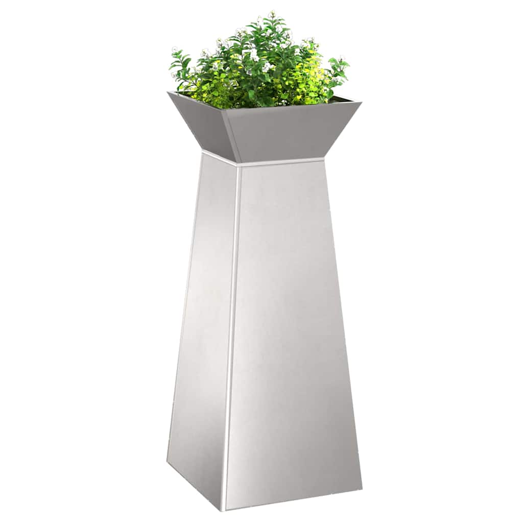 Stup saksija 2 pcs Srebrno 40 x 40 x 100 cm