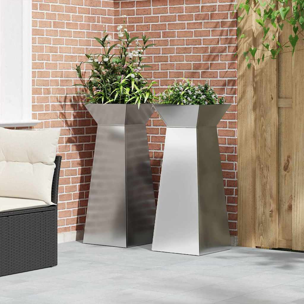 Stup saksija 2 pcs Srebrno 40 x 40 x 100 cm