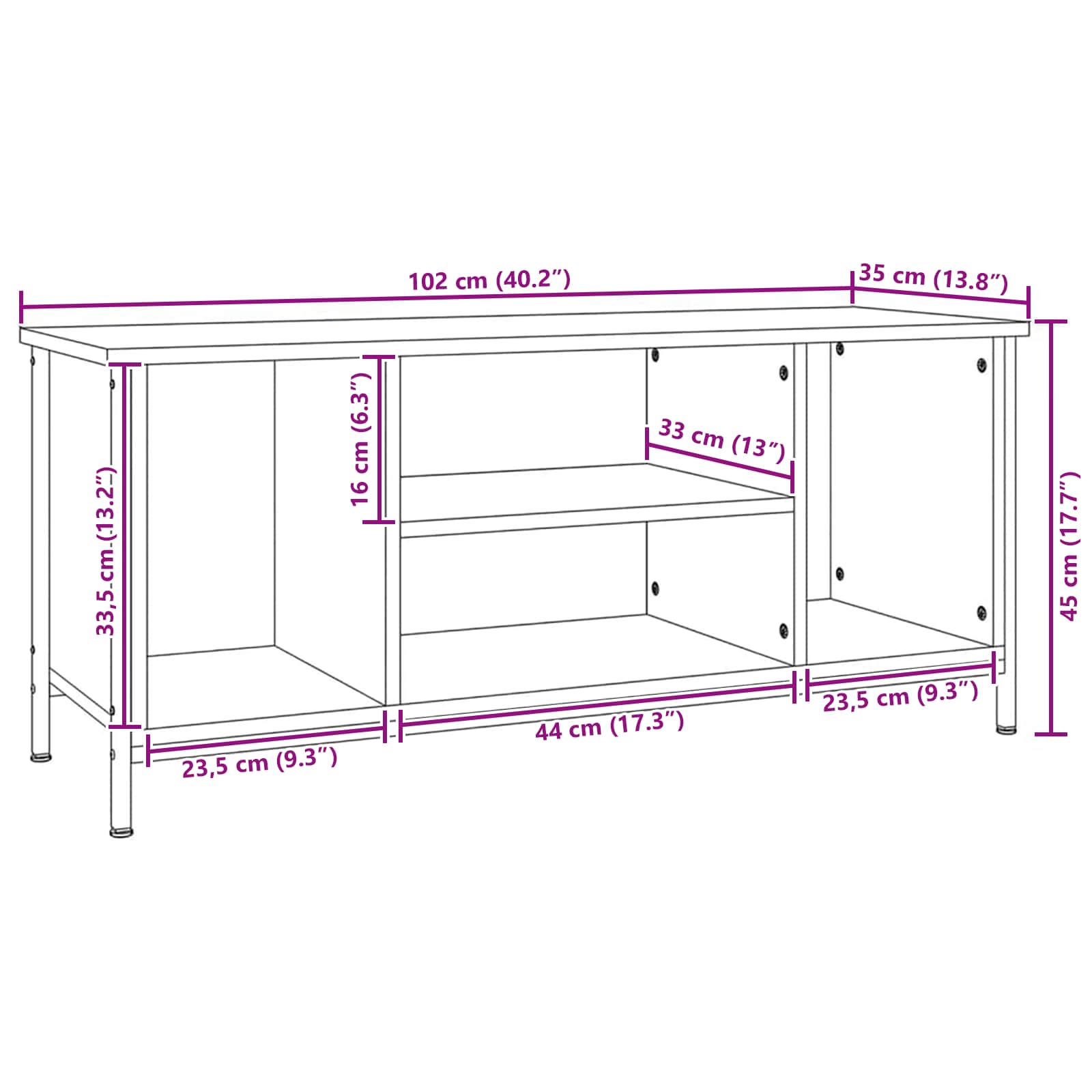TV ormar Staro drvo 102 x 35 x 45 cm Konstruirano drvo