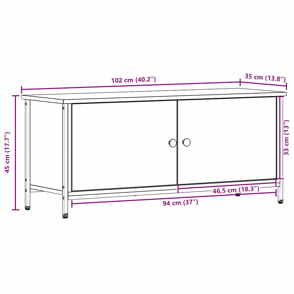 TV ormar Umjetnički hrast 100 x 35 x 45 cm Konstruirano drvo