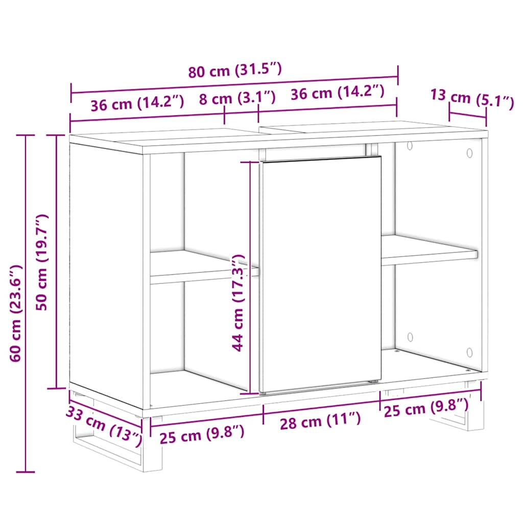 Kupaonski ormar Staro drvo 80 x 33 x 60 cm Konstruirano drvo