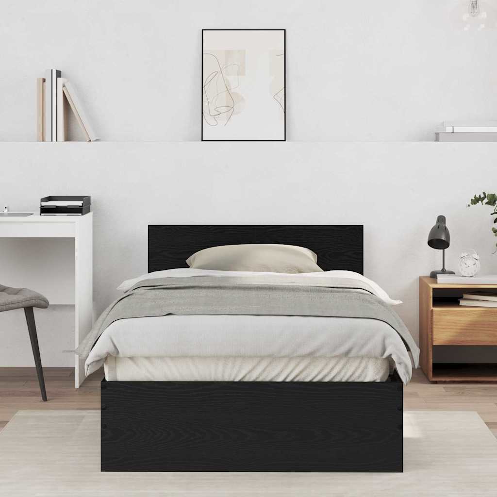 Krevetna konstrukcija s uzglavljem Crni hrast 203 x 104 x 70 cm