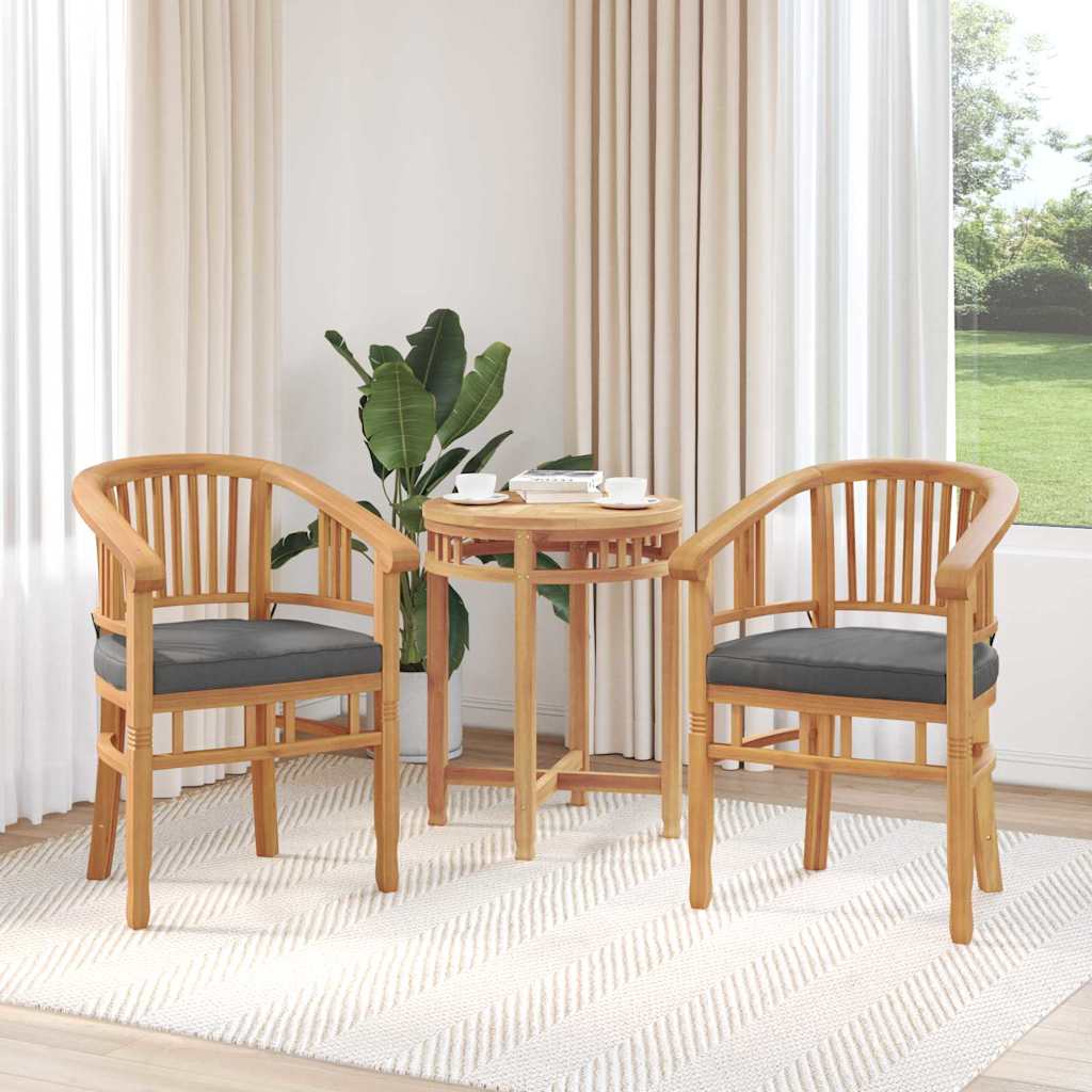 Stolica s jastukom 2 pcs Smeđa 63 x 58 x 89 cm Čvrsto teak drvo