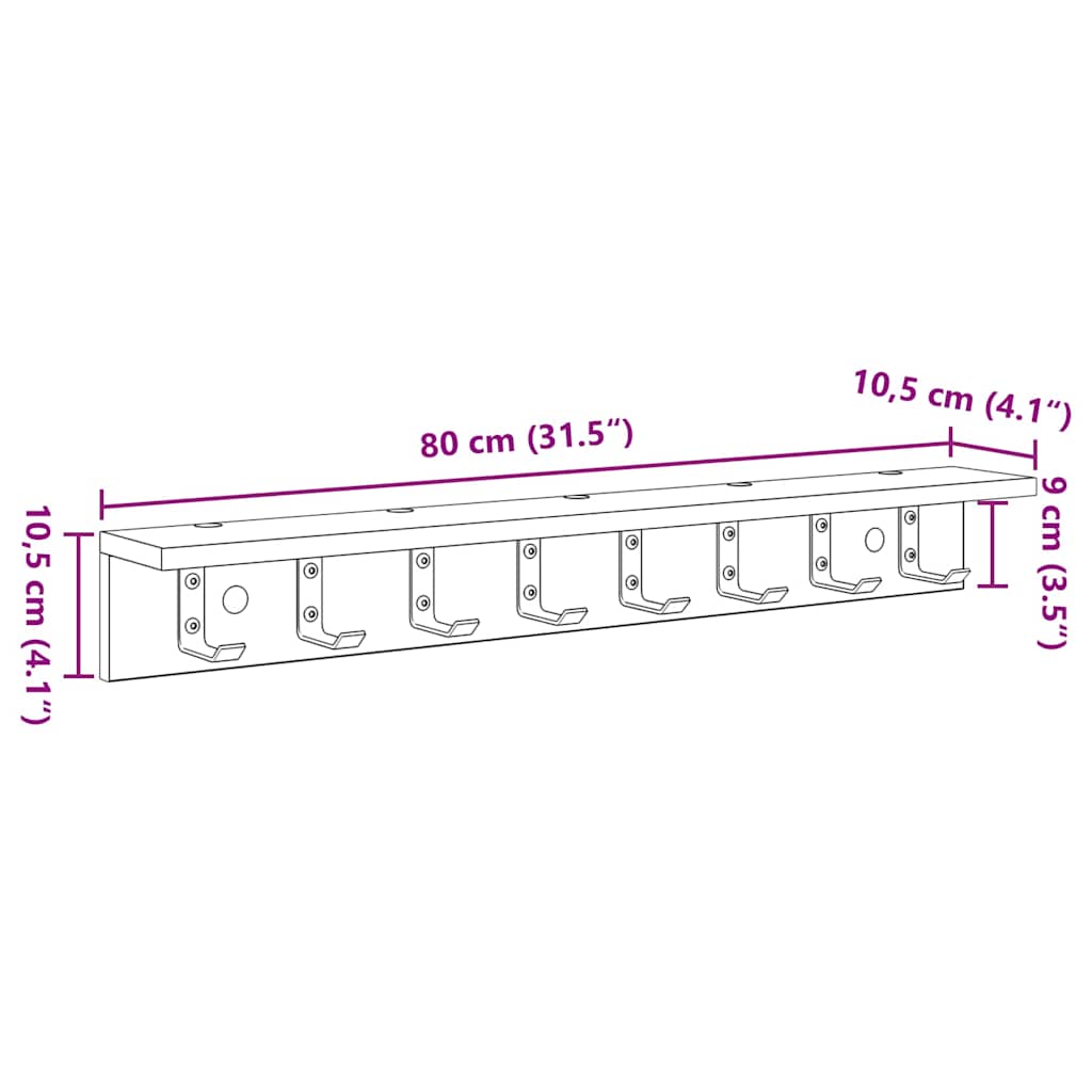 Vješalica za kapute na zidu Staro drvo 80 x 10,5 x 10,5 cm
