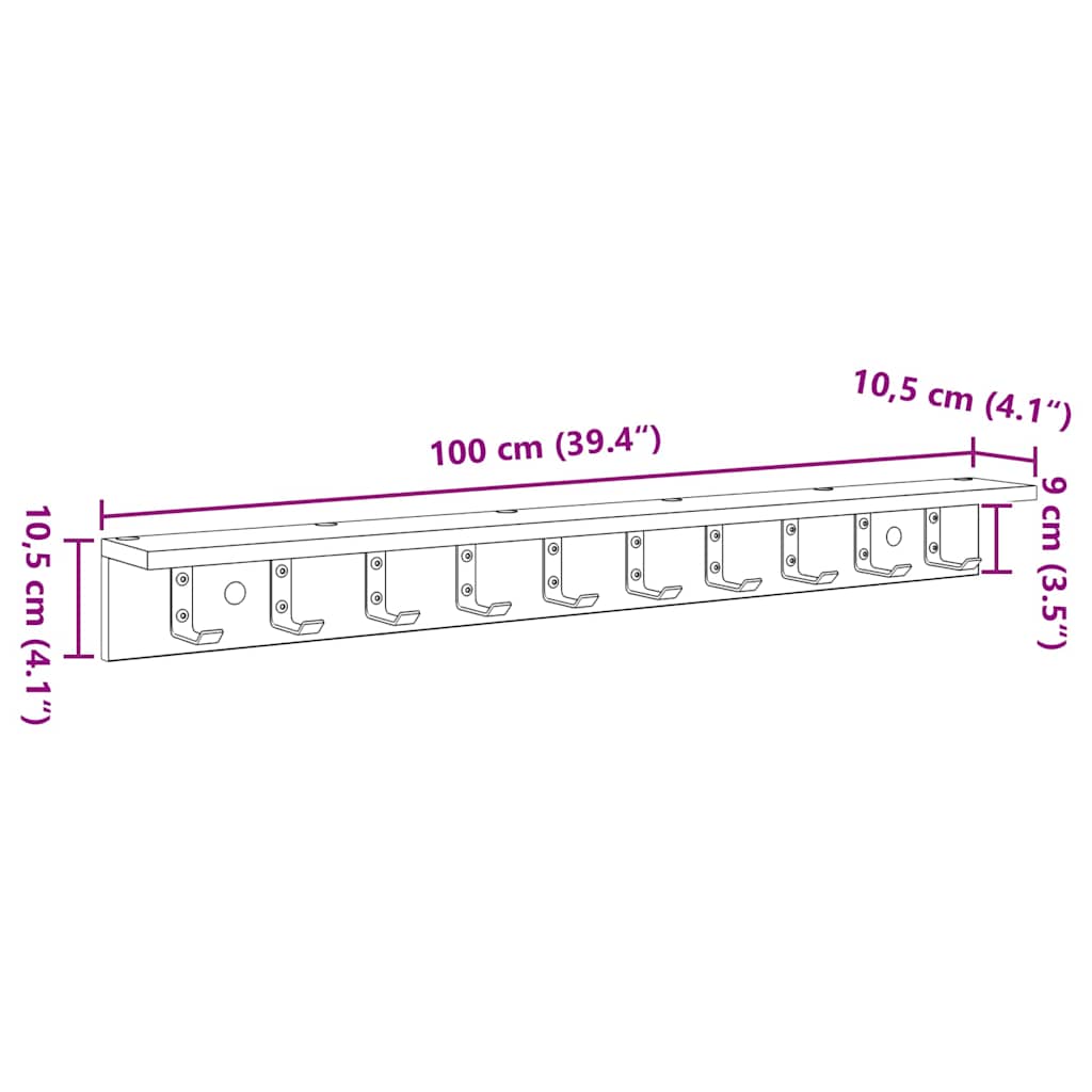 Vješalica za kapute na zidu Staro drvo 100 x 10,5 x 10,5 cm