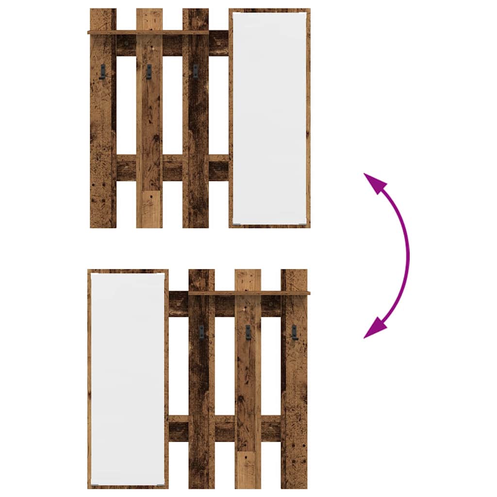 Vješalica za kapute na zidu Zidne Staro drvo 100 x 10 x 100 cm