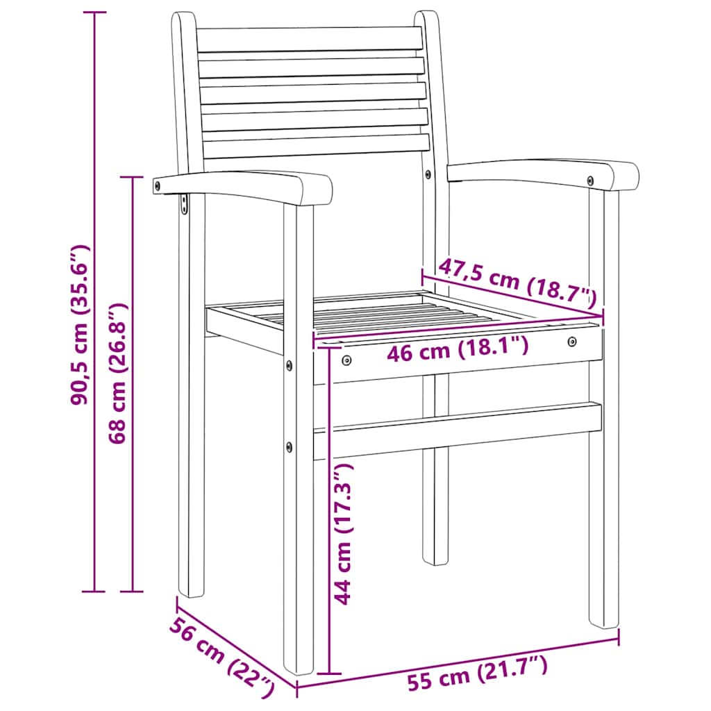 Stolica 6 pcs Smeđa 56 x 55 x 90.5 cm Čvrsto teak drvo