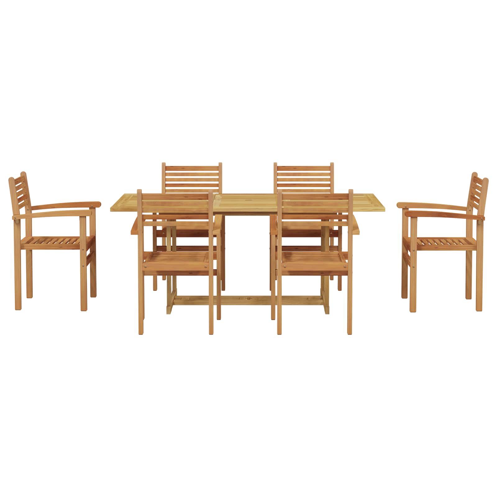Vrtni set za objed 7 pcs Smeđa Čvrsto teak drvo