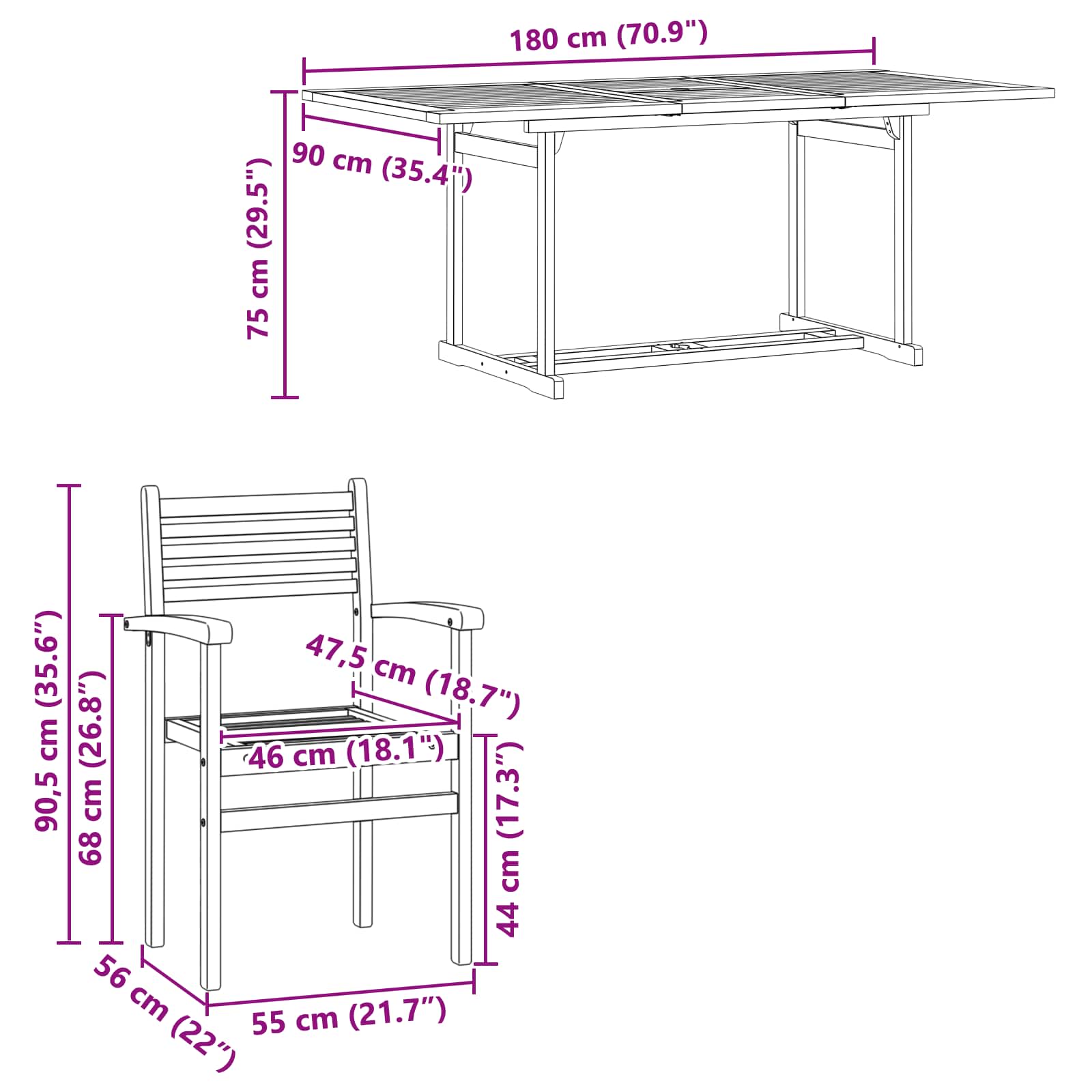 Vrtni set za objed 9 pcs Smeđa Čvrsto teak drvo