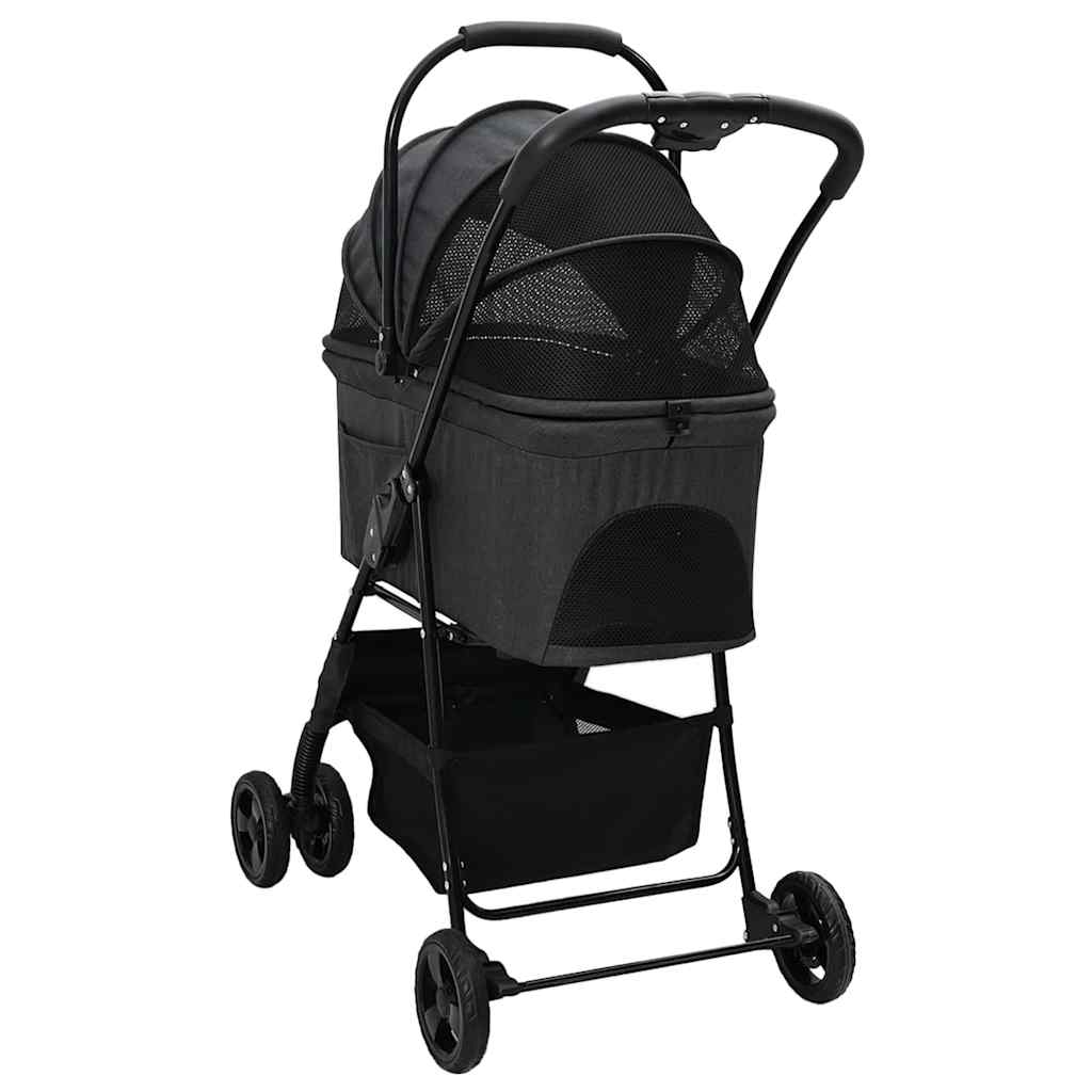 Sklopiva kolica za kućne ljubimce Podesiva Crna 81 x 47 x 99 cm