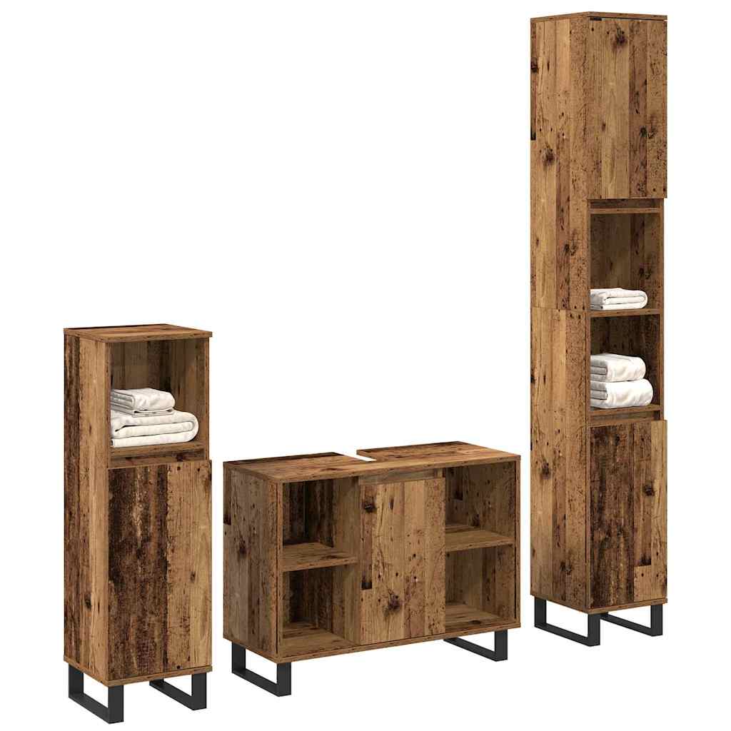 Set namještaja za kupaonicu 3 pcs Smeđa Konstruirano drvo