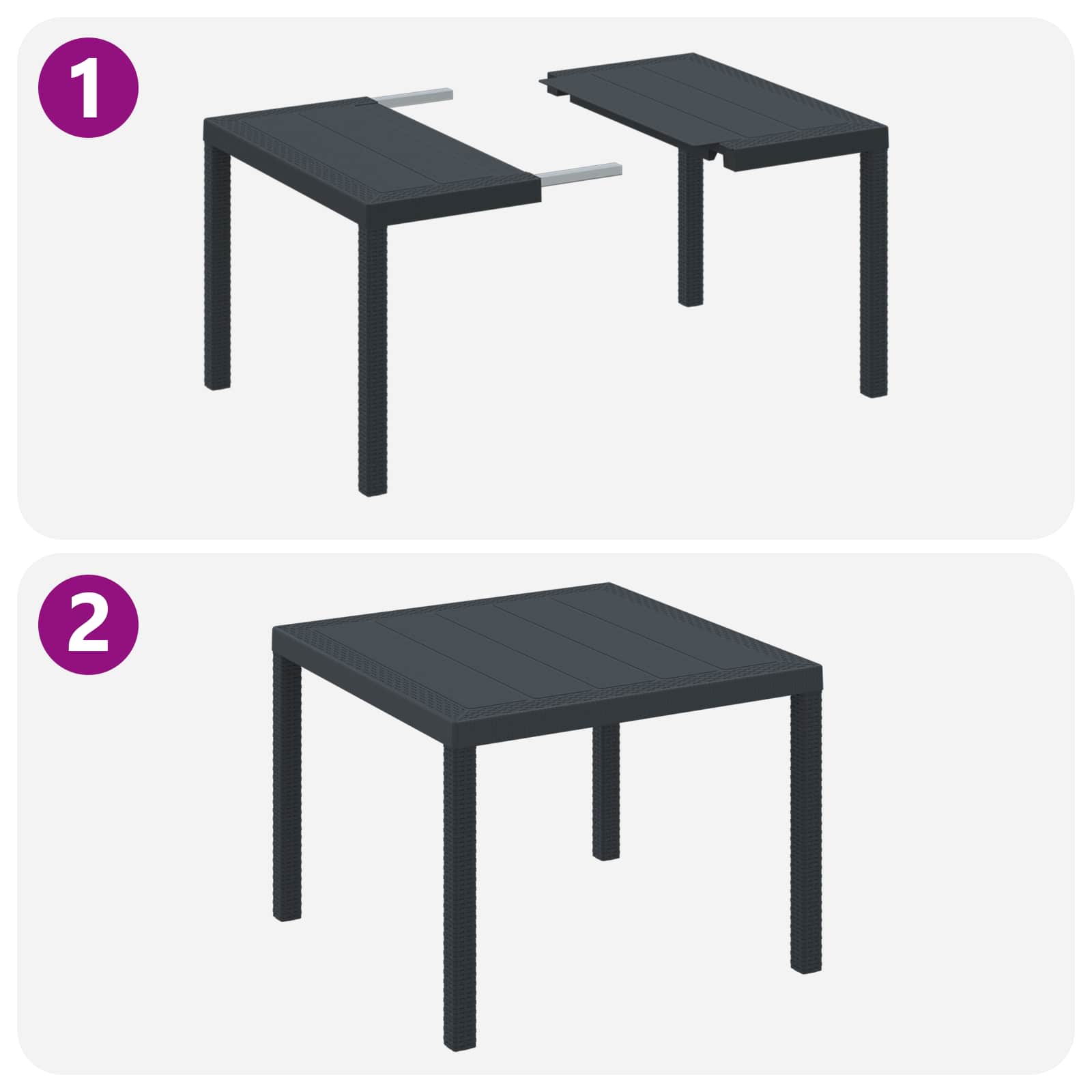 Vrtni set za objed 5 pcs Antracit Polipropilen