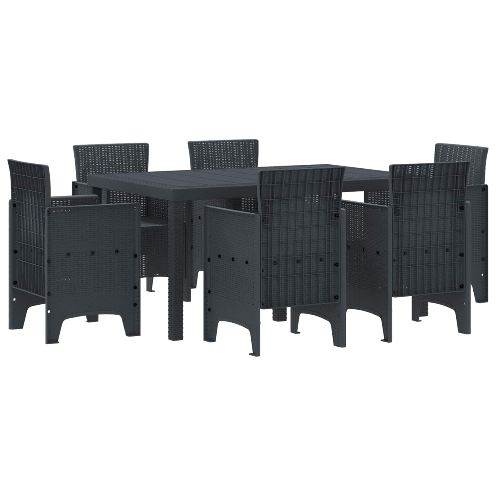 Vrtni set za objed 7 pcs Antracit Polt ratan