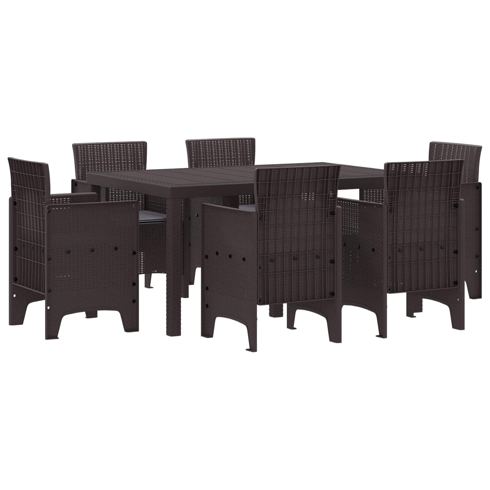 Vrtni set za objed 7 pcs Smeđa Polt ratan