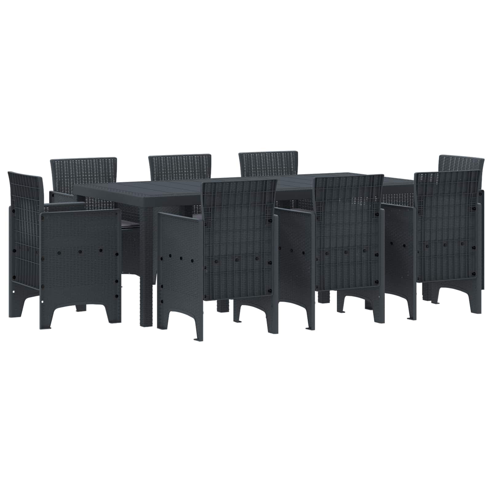 Vrtni set za objed 9 pcs Antracit Polipropilen