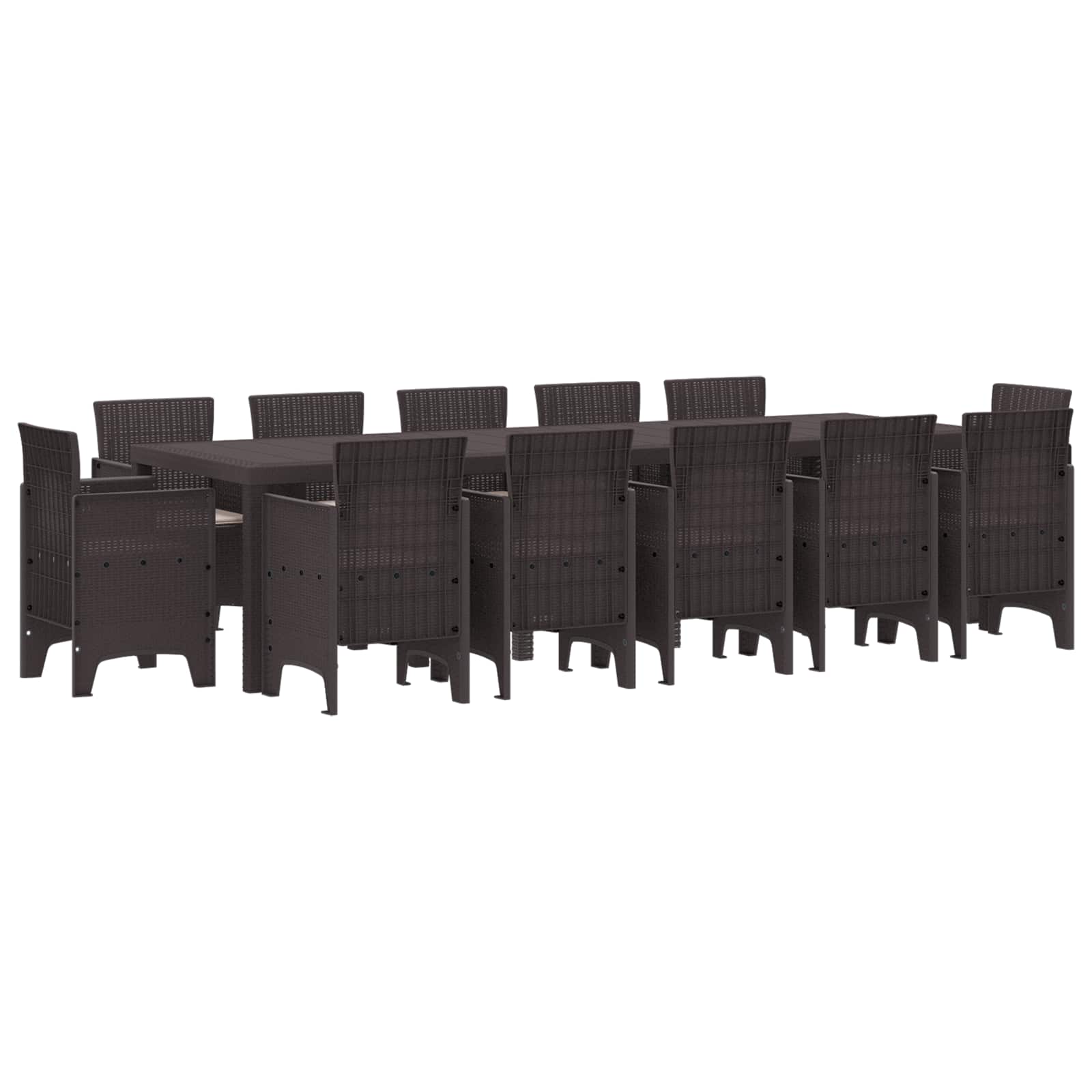 Vrtni set za objed s jastukom 13 pcs Smeđa i taupe Poli ratan