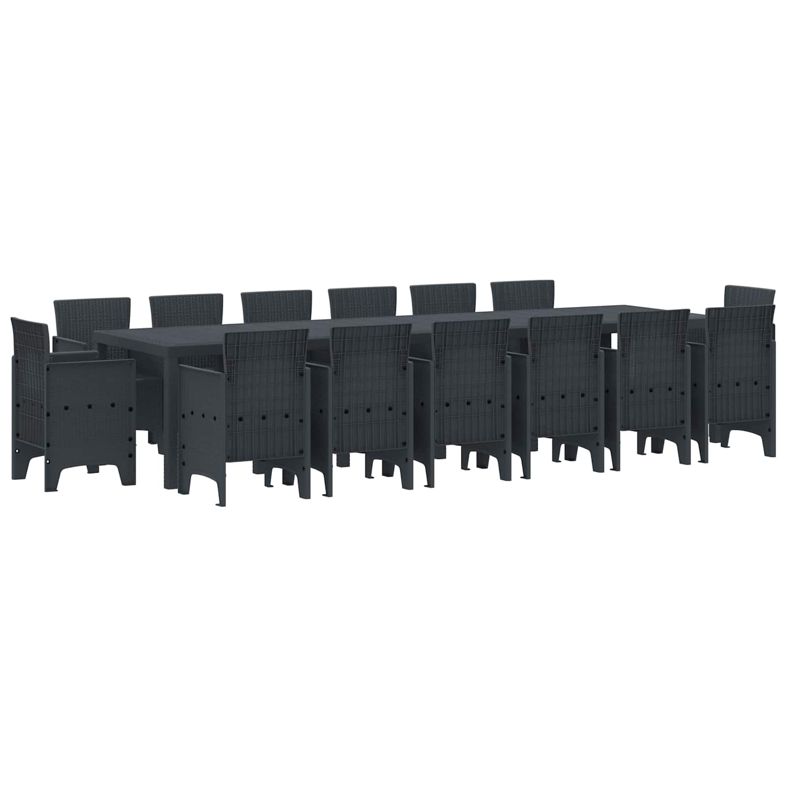 Vrtni set za objed 15 pcs Antracit Polt ratan