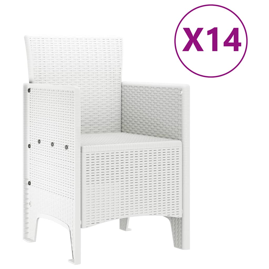 Vrtni set za objed 15 pcs Bijelo Polt ratan