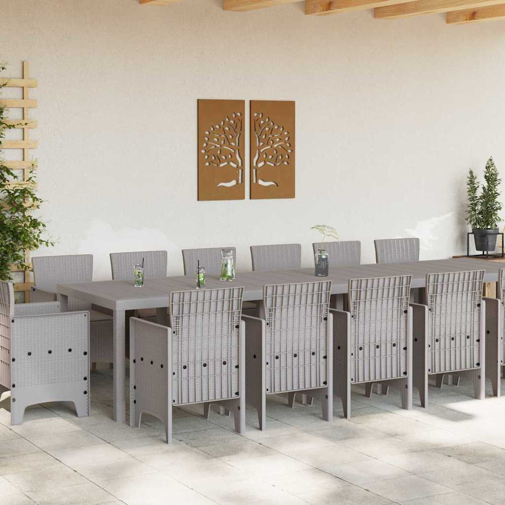 Vrtni set za objed 15 pcs Svijetlo sive, taupe Polt ratan