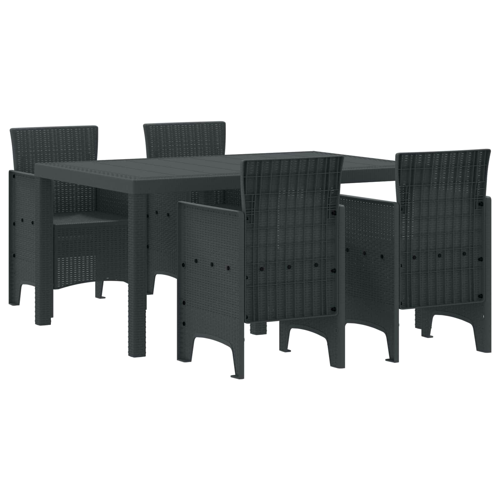 Vrtni set za objed 5 pcs Antracit Polt ratan