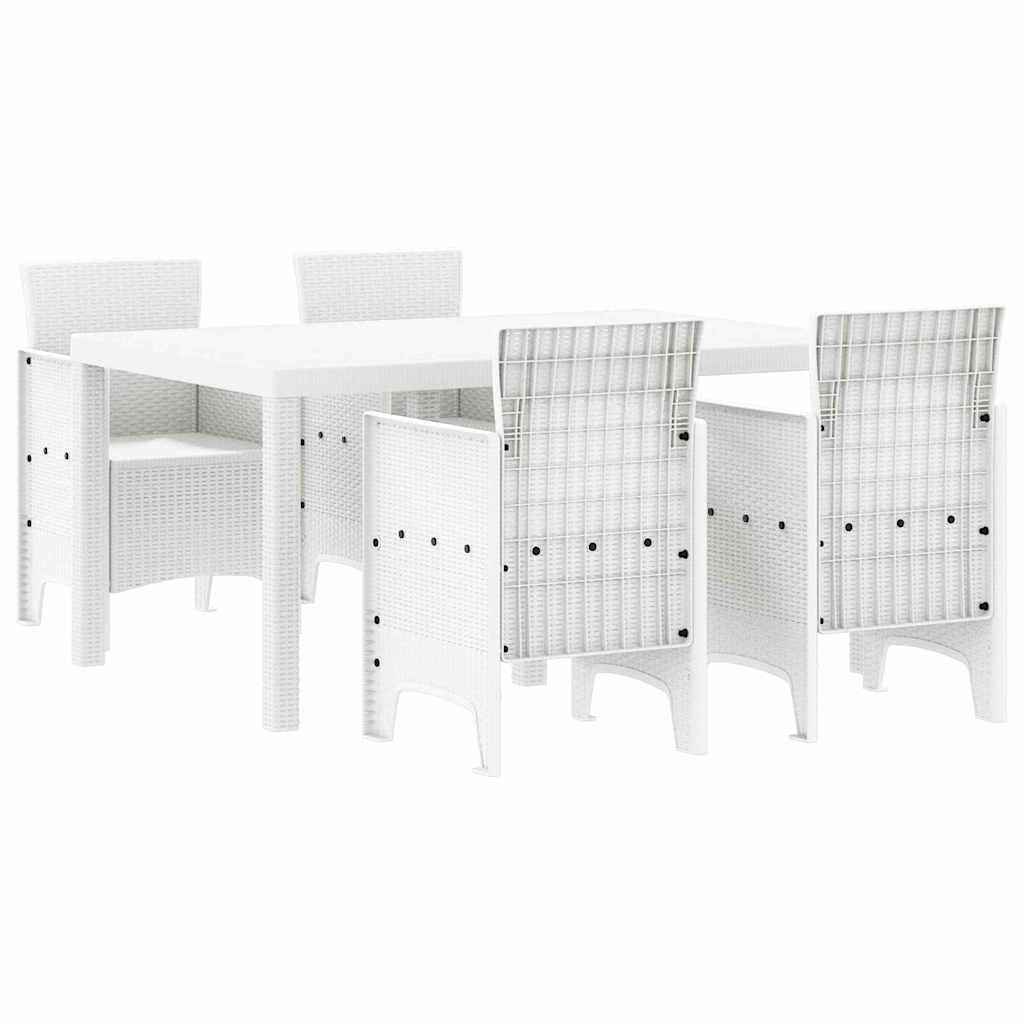 Vrtni set za objed 5 pcs Bijelo Polt ratan